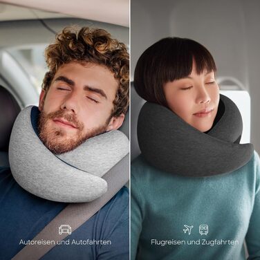 Подушка для шиї Ostrichpillow Go - з Memory Foam, ергономічний дизайн, синій колір, у комплекті сумка, знімний чохол