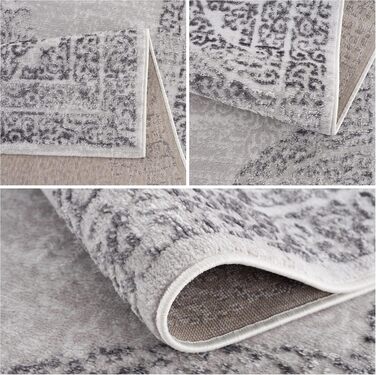 Килим SANAT Evra для вітальні - коротковорсовий килим з сучасним дизайном, 80x150 см та 160x220 см (світло-сірий)