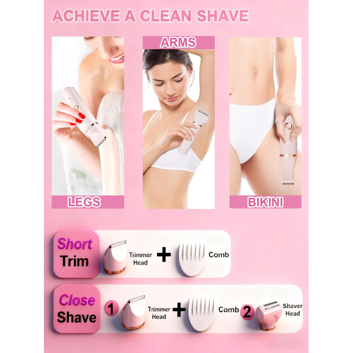 Електричний жіночий триммер для інтимної зони, бездротовий, вологостійкий, червоний