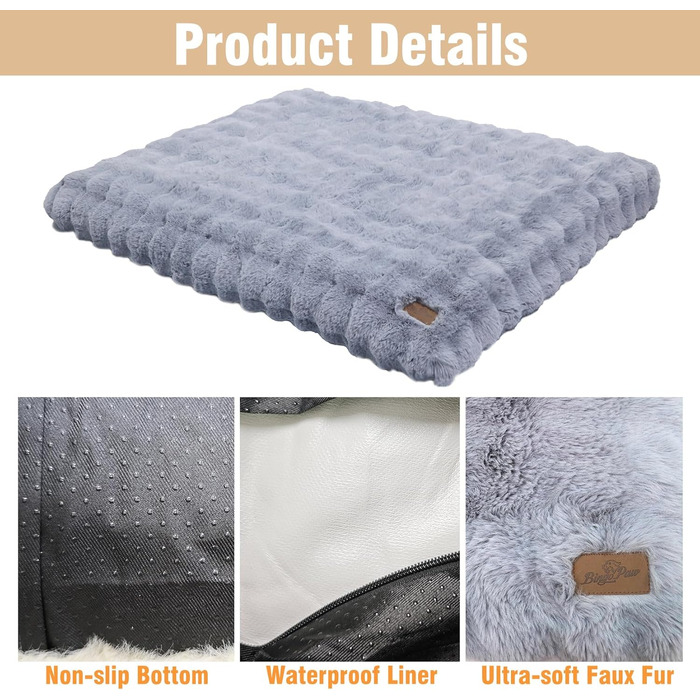 Крісло-лежанка для собак BingoPaw: великі, середні породи, водонепроникне, знімне, неслизьке, 90x60x10 см (3XL: 130x110x12 см, сірий)