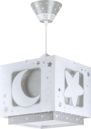 Ceiling Lamp for Kids' Room, Pendant Light, Hanging Lamp, Ceiling Light for Children, Moon and Stars Gray MoonLight, 63232E, E27