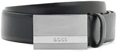 Чоловічий шкіряний ремінь BOSS Baxton з логотипом, чорний