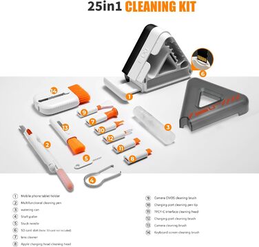 Набір для чищення клавіатури та гаджетів 25 в 1: клавіатура, телефон, камера