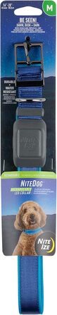 LED-нашийник для собак Nite Ize NiteDog – світлодіодний нашийник з металевою застібкою, водонепроникний, для нічних прогулянок, синій, розмір Medium