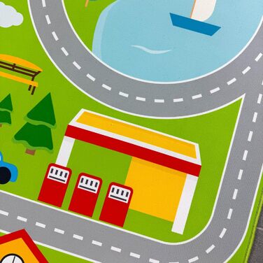 Дитячий килим Teppich-Traum з міською панорамою, сірий, 80x150 см (прямокутний, зелений)