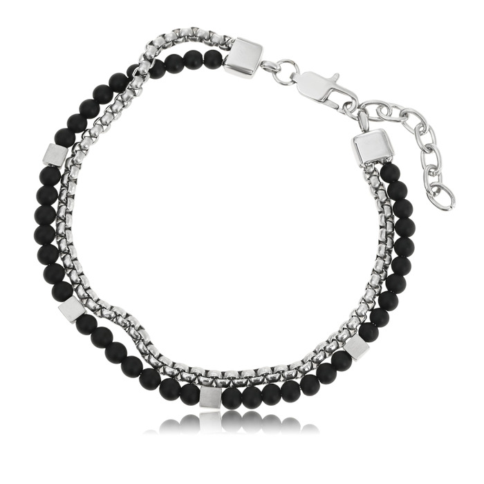 Чоловічий браслет Nami з перлами в срібному та бірюзовому кольорах, водостійкий, 18+4 см, подарунок для чоловіків