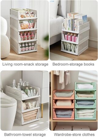 RMAN 4-Piece Closet Organizer Stackable Folding Closet Organizer for Drawers, Closet Organizer, Storage Boxes, Kitchen, Bathroom