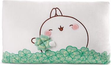 Прямокутна подушка NICI MOLANG з конюшиною, 43x25 см, біла