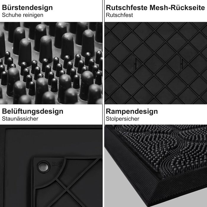 Килимок для дому та вулиці Alishomtll 43x75 см - водонепроникний, неслизький, миючий