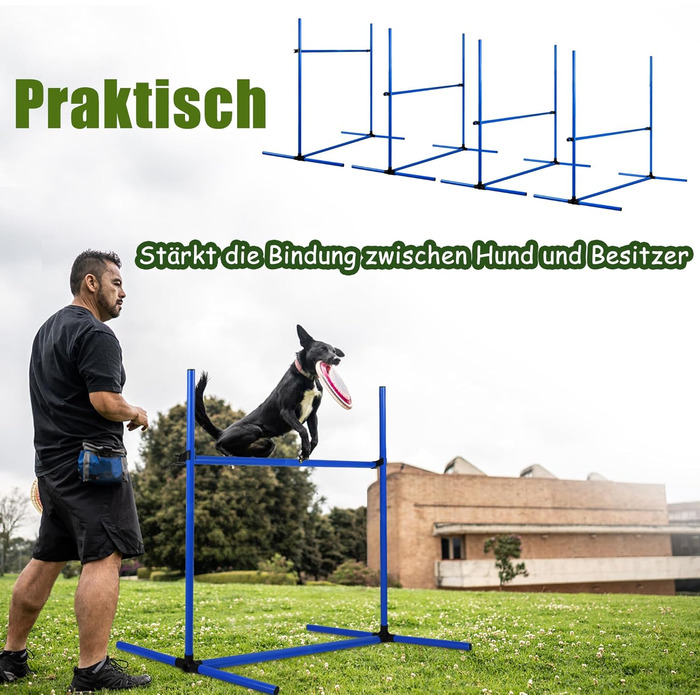 Набір для аджиліті для собак Grün 4X Hurden: набір шлагбаумів, регульована висота, 104x70x101 см (блакитний)