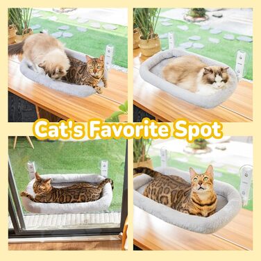 Кішка гамак на вікно CATISM з подушкою, 52x30 см, до 20 кг, сірий, для котів