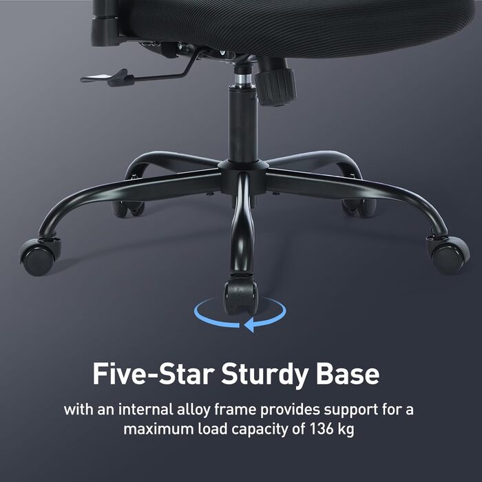 Коламі - Ергономічне крісло для офісу та дому, чорне, з регульованою підголівником та підлокітниками