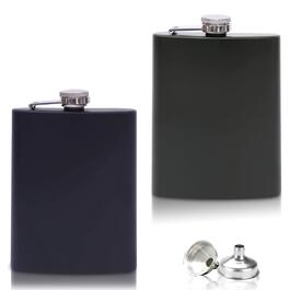 Набір з 2 флаконів з нержавіючої сталі (8oz/227ml) з воронкою - чорний/зелений - мілітарі дизайн - для алкоголю