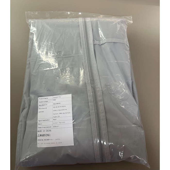 Чохли для одягу 5 шт. 60x100 см, міцні, з блискавкою, для суконь, жакетів, сорочок, чорні