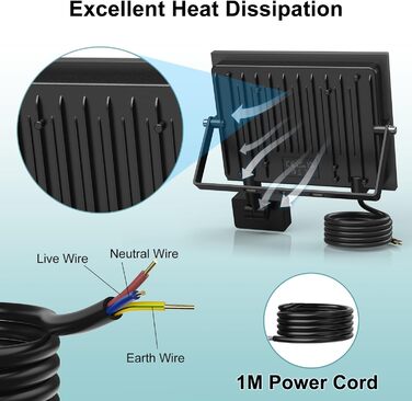 Світлодіодний прожектор з датчиком руху для вулиці 50W, 4500Лм, 6500K, холодне біле світло, суперяскравий, з пультом ДК, IP66, для гаража, саду, двору