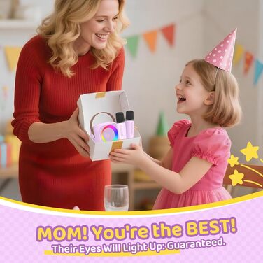 Караоке машина з 2 мікрофонами Bluetooth для дітей та дорослих, світлове шоу, портативна колонка для вечірок, подарунок хлопчику 3-15 років (Фіолетовий)