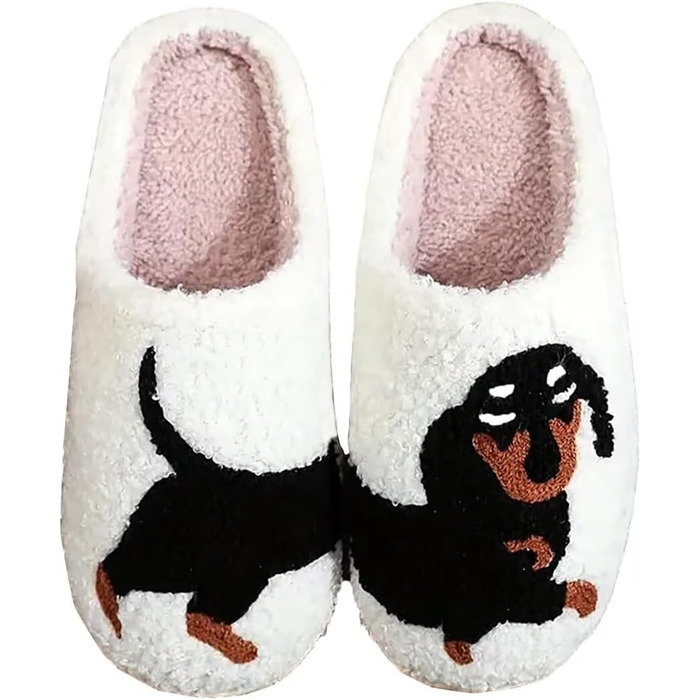 Тапочки для дому Dachshund (такса) чорного кольору, жіночі/чоловічі, з м'якої піни з пам'яті, теплі, плюшеві, 40/41 EU
