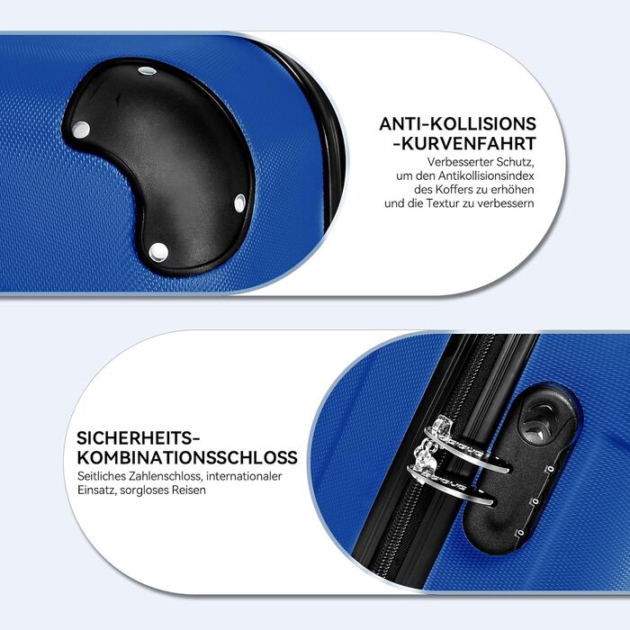 Чохол-валіза Beibye з кодовим замком, 4 колеса (чорний, смарагдово-синій), набір валіз