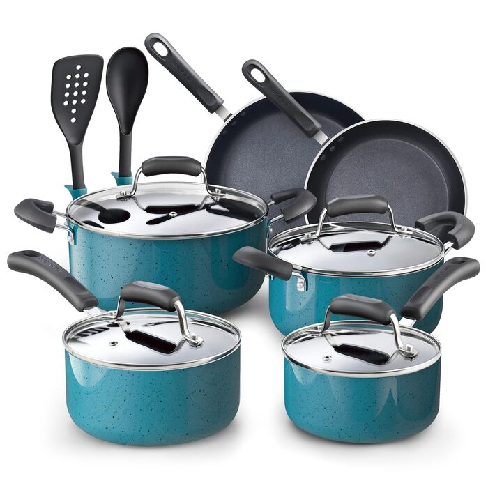 Набір посуду Cook N Home з антипригарним покриттям, з прохолодними ручками, бірюзовий колір