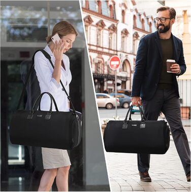 Versatile garment bags for travel, carry-on luggage for women and men, weekenders – 2-in-1 hanging suitcase, suit, duffel bag, green (A Schwarz)