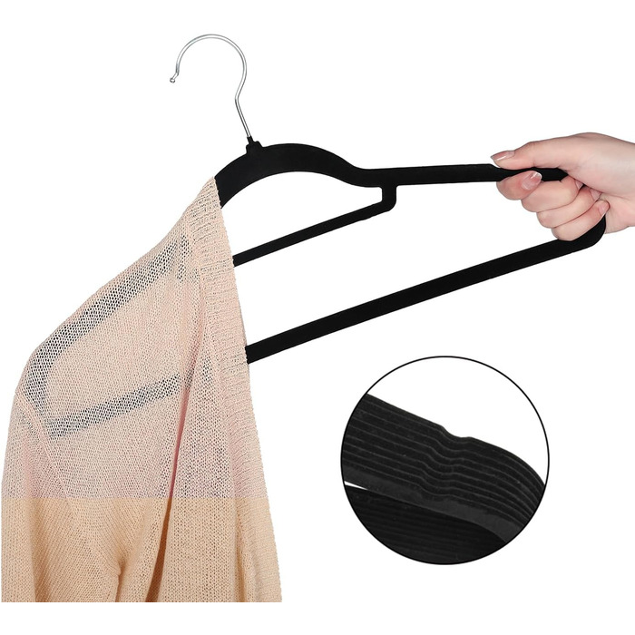 Набір вішалок для одягу SVITA 10 шт. для костюмів, чорного кольору, з антиковзаючим покриттям