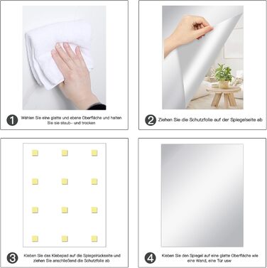 3 самоклеючі дзеркальні наклейки на плитку, 40 x 30 см, гнучка дзеркальна плівка, акриловий дзеркало для стін, дверей, ванних кімнат та шаф, 3 шт. 30*40 см