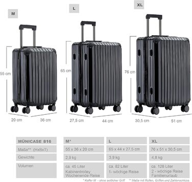 Чорний великий валіза на 4 колесах з TSA-замком, телескопічним ручками та жорстким корпусом, 76 см