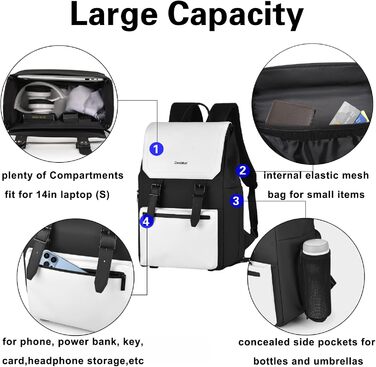 Рюкзак для камери Cwatcun: водонепроникний фоторюкзак для дзеркальних та бездзеркальних камер Sony, Canon, Nikon з об'єктивами та штативом. Білий.