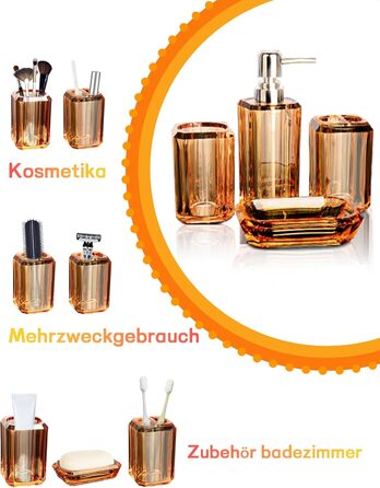 Набір аксесуарів для ванної кімнати, 4 шт. Акриловий набір для ванної: дозатор для лосьйону, стакан, тримач для зубних щіток, мильниця. Сучасний декор для ванної кімнати.