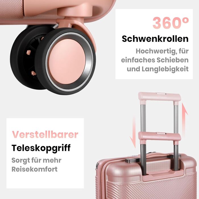 Набір валіз Tavoxda 3 шт. з TSA-замком, розкладний телескопічний ручка, великі валізи, набір для подорожей (1 шт, рожеве золото)