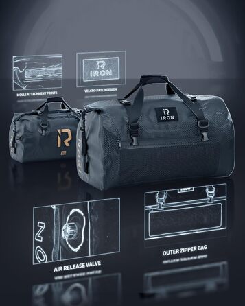 IRON JIA's Motorcycle Bag Luggage Roll Waterproof Motorcycle Rear Bag Saddle Bag Travel Bag with Roll-Sealed Shoulder Straps Suitable for Motorcycle Cycling Camping Watersports - 30L Carbon Fiber 30L
