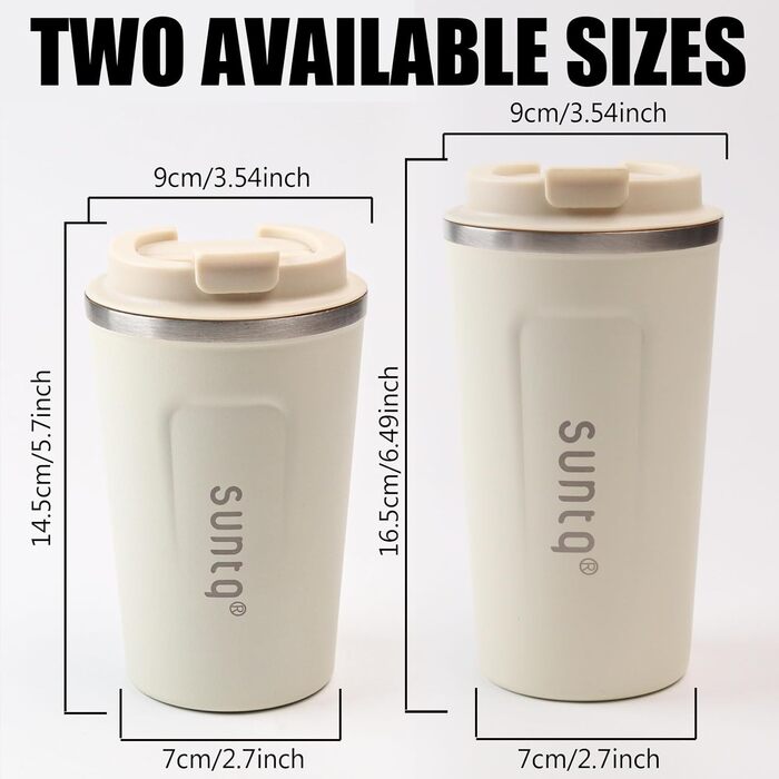 Термокружка з нержавіючої сталі SUNTQ - 510 мл, з подвійними стінками, ізольована, з кришкою, багаторазова (чорна)