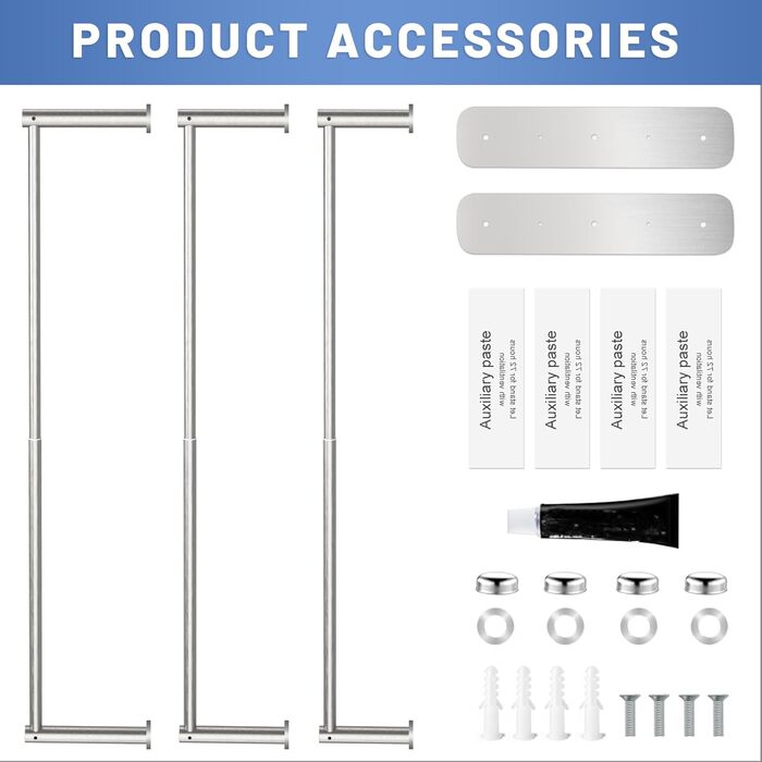 Тримач для рушників Lannvan без свердління, висувний 37-70см, нержавіюча сталь, для ванної кімнати та кухні, 2 способи встановлення, сріблястий