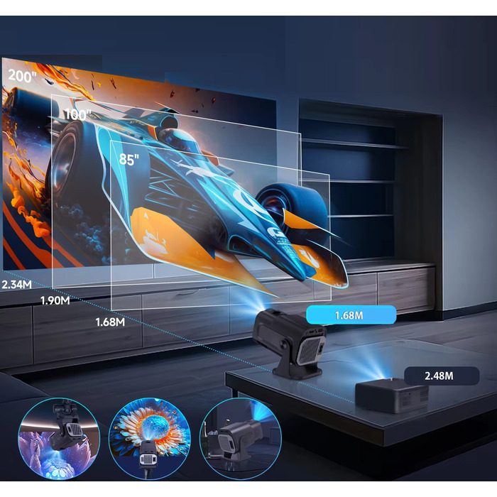 LED-проектор Heelly, 1280x720, Wi-Fi, чорний, з підтримкою USB