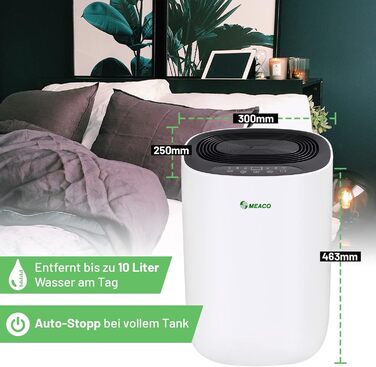 Зволожувач повітря Meaco Ultra Leiser 10L - Електричний зволожувач MeacoDry ABC, 10 літрів, чорний