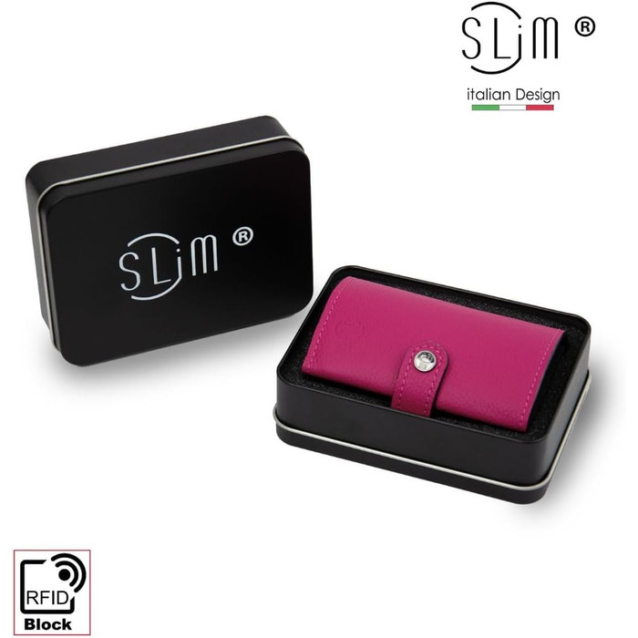 SLim Smart Wallet: жіночий/чоловічий портмоне з RFID захистом, відділенням для монет, Made in Italy, рожевий