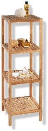WENKO Norway Shelving Unit with 4 shelves, open standing shelf with 3 shelves made of solid, oiled walnut wood with natural wood oil, high-quality processed living shelf for the household, 36 x 112 x 36 cm, Natural