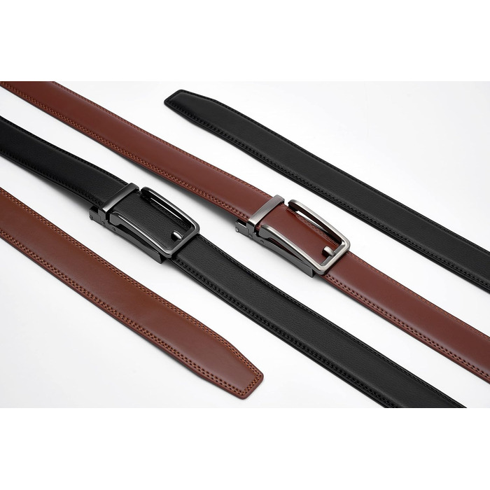 Чоловічий шкіряний ремінь на пряжці з регулюванням, великий та тонкий, 110 см, універсальний розмір