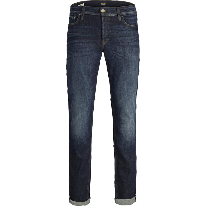 Джинси чоловічі JACK & JONES Tim Original Agi 010 Slim Straight, темно-синій денім, стрейч, бавовна, спортивний крій