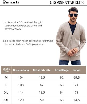 Чоловічий в'язаний кардиган Runcati без коміра V-подібний виріз, легка перехідна куртка сірого кольору, розмір M