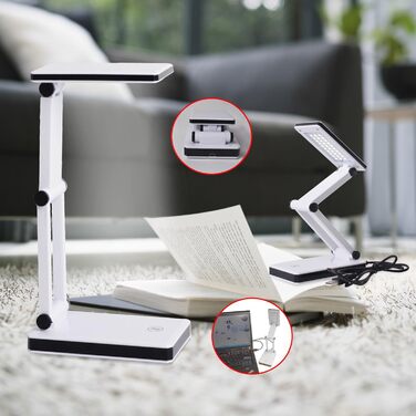 LED лампа настільна Eaxus® з USB, регульована яскравість, стильний дизайн, білий колір