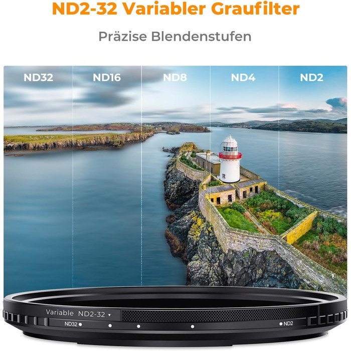 Фільтр ND K&F Concept 67mm Variabler (змінний) - Графiчний фiльтр ND2-32 (1-5 Stop) для об'єктивів та смартфонів