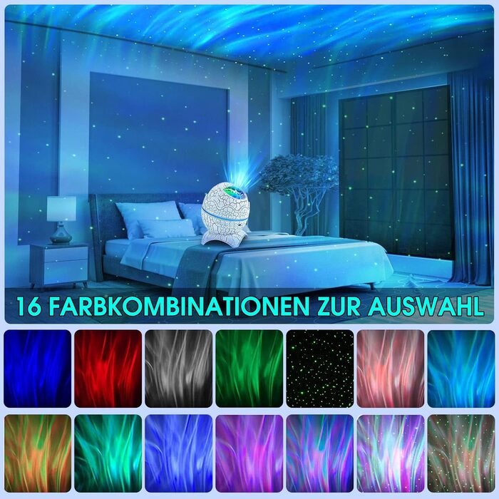 LED Star Projector, Galaxy Planetarium with Remote Control, Night Light Northern Lights with Bluetooth Speaker, Aurora Effects, White Noise, and Stars for Kids and Adults Decoration