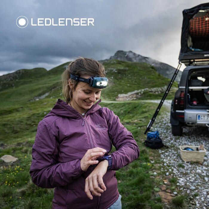 Ліхтар налобний Ledlenser HF8R Core, 2000 лм, LED, акумуляторний, водонепроникний IP68, з червоним світлом, для туризму, зелений