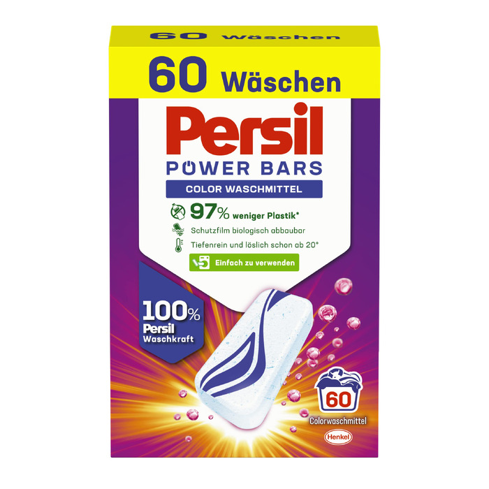 Капсули для прання Persil Power Bars Color для кольорових речей, 60 прань, гігієнічна чистота від 20°C, 1.77 кг