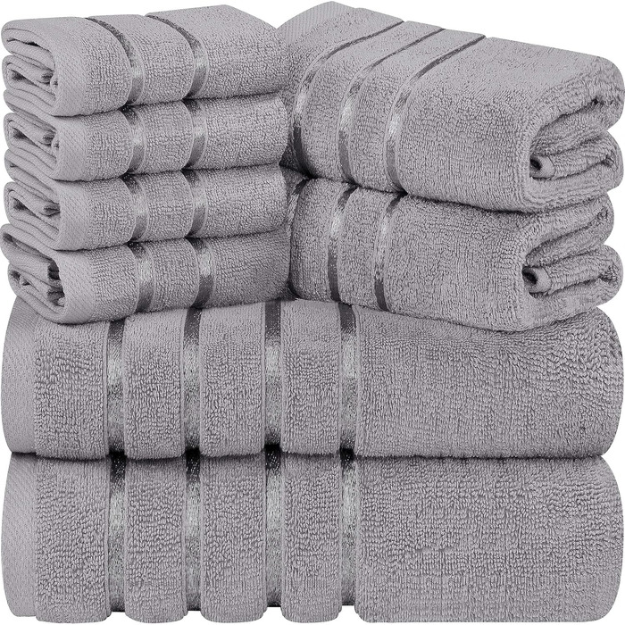 Набір рушників Utopia Towels 8 шт. з петлею для підвішування, 97% бавовна, швидковисихаючі: 2 великі, 2 середні, 4 маленькі (Кюл-Сірий)