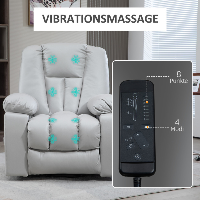 HOMCOM Power Lift TV Chair with Assistance, Reclining Chair with Lie-flat Function, Vibration Massage, Spring Pocket Coil Massage Chair | Aosom