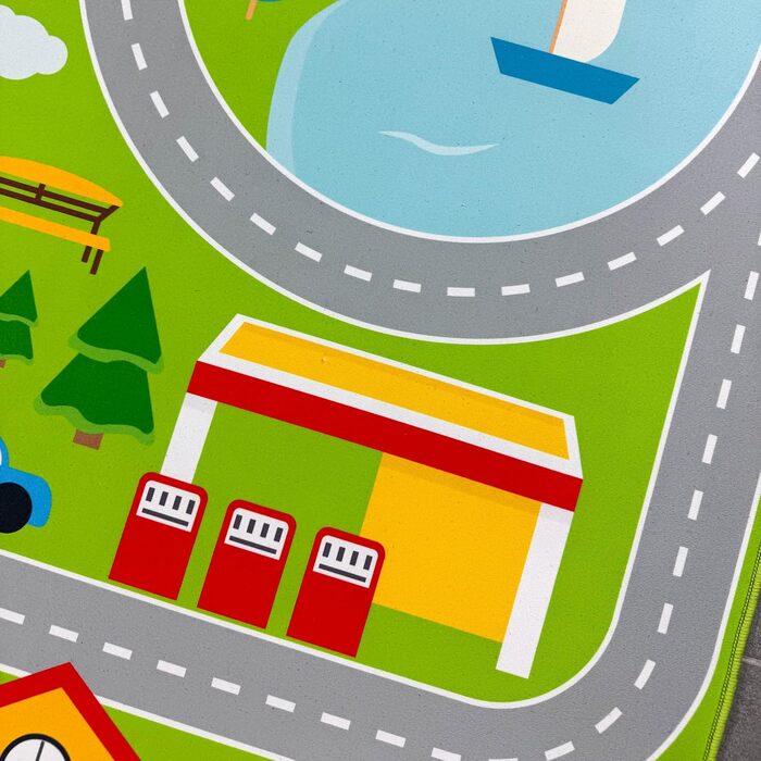 Дитячий килим Teppich-Traum з міською панорамою, сірий, 80x150 см (прямокутний, зелений)