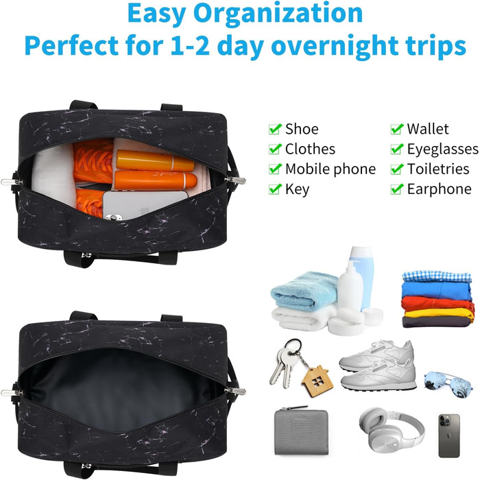 Спортивна сумка Mini Reisetasche 18л, дорожня сумка для фітнесу та школи 35x20x25 см (Мармур, 14 дюймів)