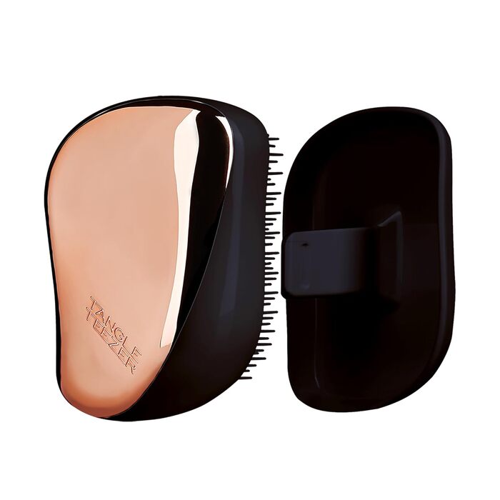 Тізер Tangle Teezer Compact Styler – Щітка для розчісування мокрого та сухого волосся. Підходить для всіх типів волосся. З захисною кришкою. Чорний & Рожеве золото